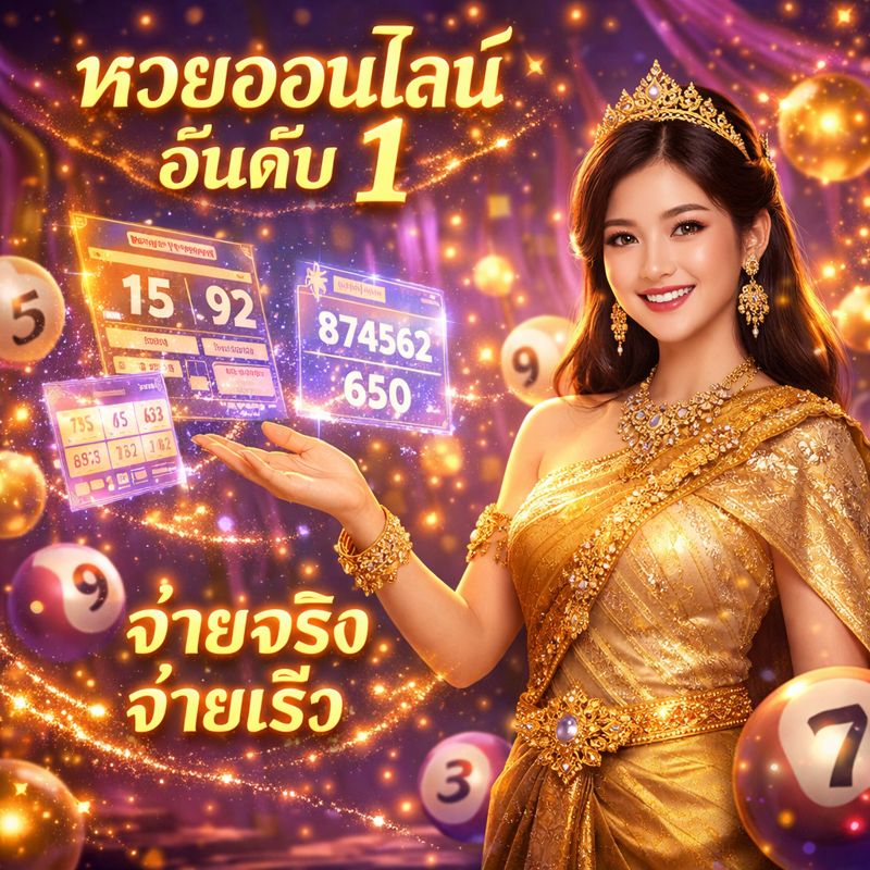 ผู้นำเสนอหญิงในสไตล์แฟนตาซีกำลังแนะนำเว็บหวยออนไลน์อันดับ 1 ของไทย ที่จ่ายจริง จ่ายเร็ว และเชื่อถือได้